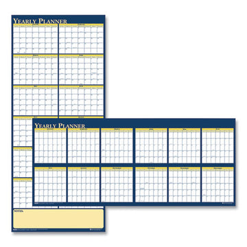 House of Doolittle™ Recycled Reversible Yearly Wall Planner, 60 X 26, White-blue-yellow Sheets, 12-month (jan To Dec): 2022 freeshipping - TVN Wholesale
